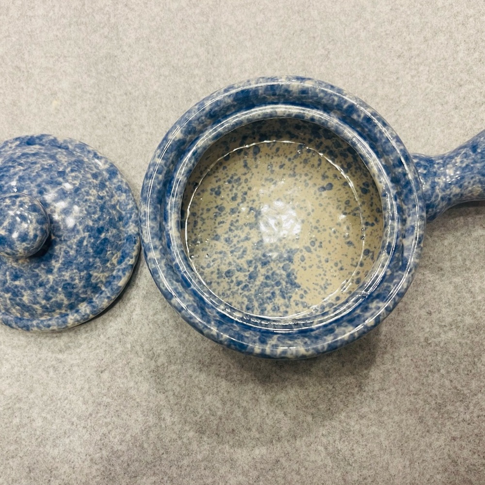 Speckled Blue Ceramic Saucepan with Lid
